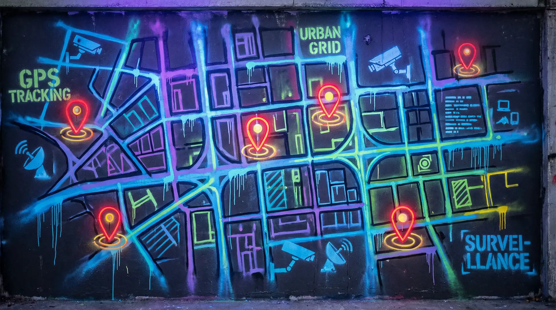 云格 狗仔追踪地图 - 城市涂鸦风格